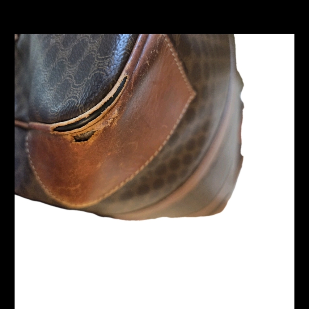 Celine Triomphe Macadam Boston Bag Brown Leather Large Capacity W Sholder Strap - Picture 11 of 14